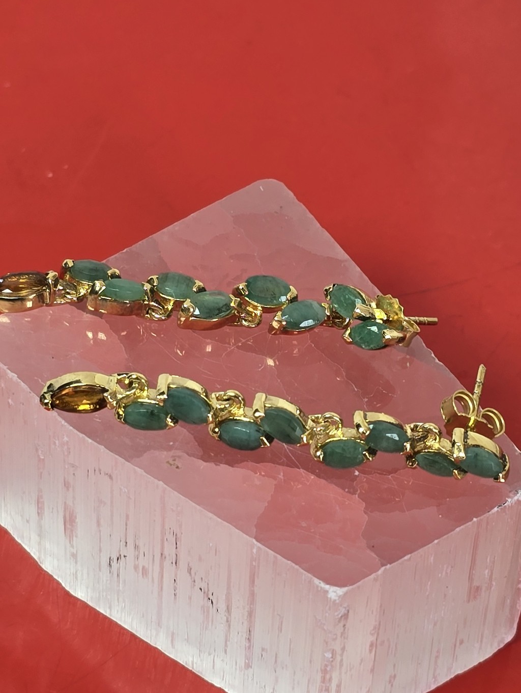 925 Sterling Silver Earrings With Natural Emerald
